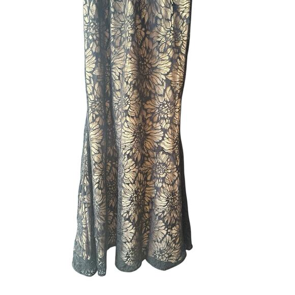 Vera Wang Collection Dress 2 XS Black Gold Lace Gown Formal Prom Whimsigoth Y2K - Picture 2 of 12